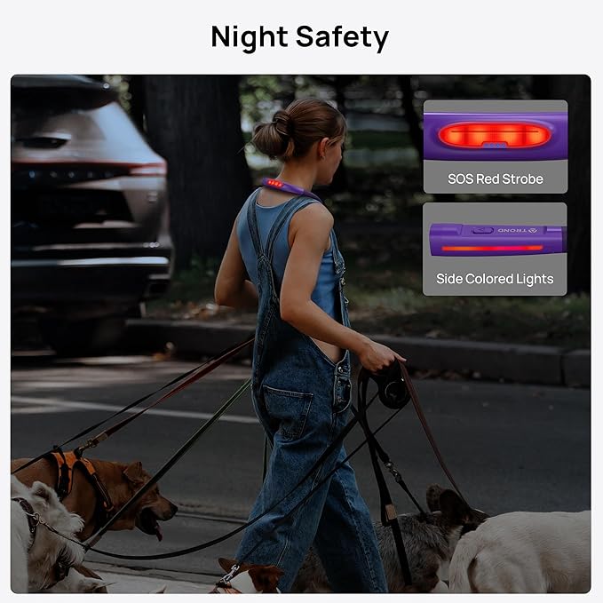 TROND LED Neck Reading Light, 3 Color 3 Brightness Book Light for Reading in Bed, 1000mAh Rechargeable Lamp, Flexible Arm with Outdoor Warning Lamp, Eye-Caring for Crochet, Travel, Book Lovers Gifts