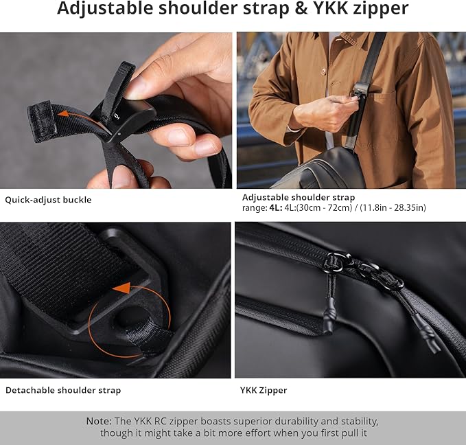 PGYTECH OneGo Solo V2 Camera Sling Bag, 4L Camera Chest Bag Crossbody Fanny Pack for Urban Travel Photographers, Small Slingpack for Sony/Canon/Nikon/Mirrorless Camera, Black