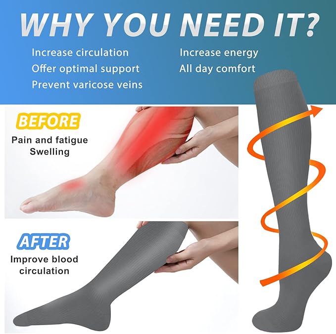 Aoliks Compression Socks for Women & Men 4 Pairs, Best Support for Nurses Running Travel