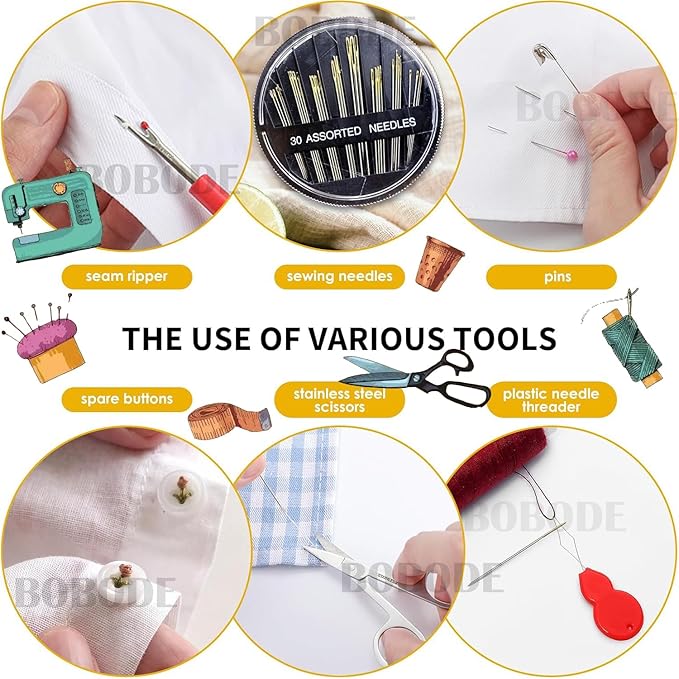 Bobode Travel Floral Basic Sewing Kit for Adults | Printing Tulips Pattern Sewing Kit with Sewing Thread,Professional Sewing Supplies for Beginners,Emergency,Arts Craft DIY