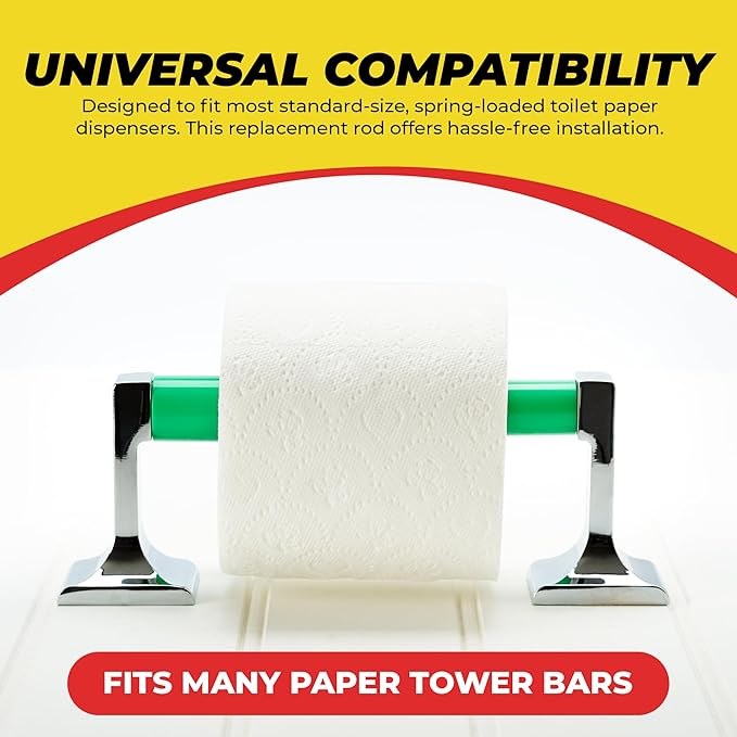 Qualihome Green Universal Plastic Spring Loaded Toilet Paper Roll Holder Replacement Rod, Green Toilet Paper Roll Replacement Rod