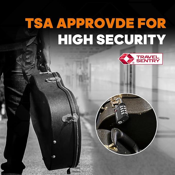SURE LOCK TSA Approved 4 Digit Combination Lock, Heavy Duty Padlock with Red Dot Indicator for Gun Cases, Pelican Cases, Tool Boxes, Gym Lockers, Storage Units & Outdoor Gates(1,Black)