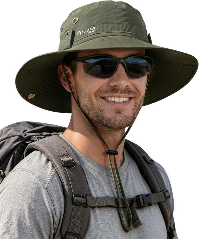 FURTALK Sun Hats for Men Fishing Hat UPF 80+ Foldable Wide Brim Outdoor Hiking Beach Summer Hats