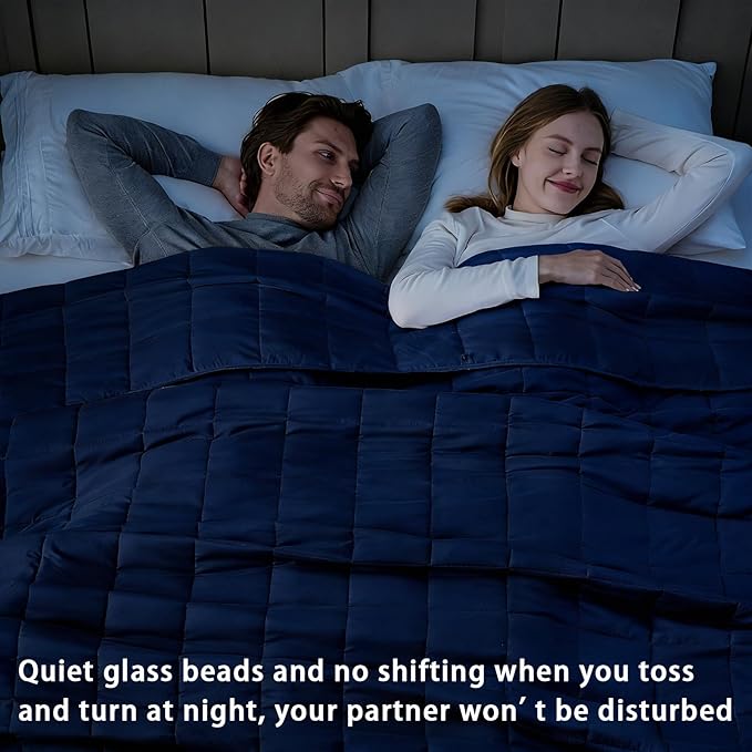 Navy Blue Weighted Blanket for Adults 20lbs, 80"x87", King Size Cooling Heavy Throw Blanket for 180-220lbs, Microfiber Soft Thick Big Blankets Weighted Comforter Gift for Sleeping