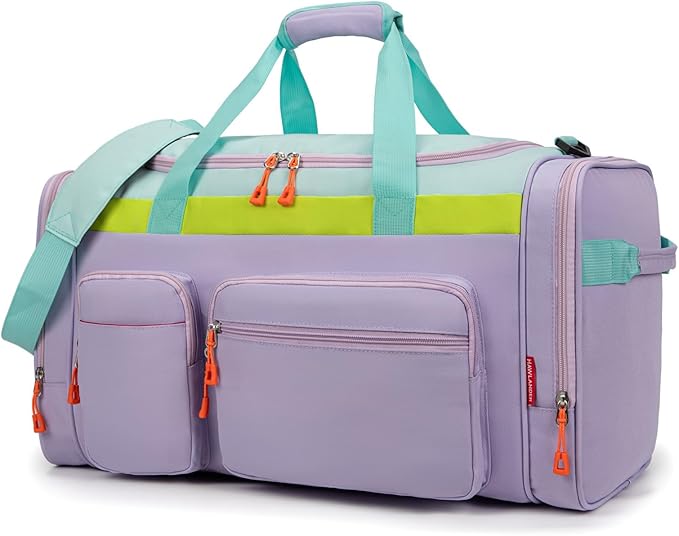 Large Kids Duffle Bag for Travel, Overnight, or Weekender, 22" inch (Light Green)