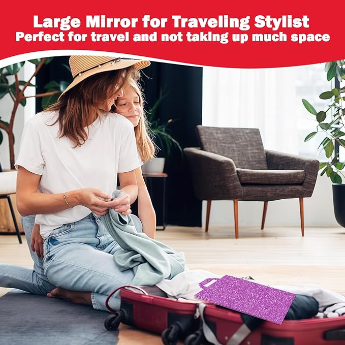 Foldable Full Length Mirror, 2 in 1 Hangable & Tabletop Acrylic Mirror, Portable Travel Mirror with Handle for Dance Bedroom Wardrobe Stage Makeup Checks Camping Outdoor Use (47" x 12.5", Tri-Fold)