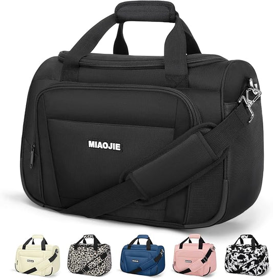 Underseat Carry On Luggage Lightweight Travel Tote Weekender Bag Overnight Duffle Bag for Travel, Travel Essentials Personal Item Travel Bag for Women and Men,Black-18Inch