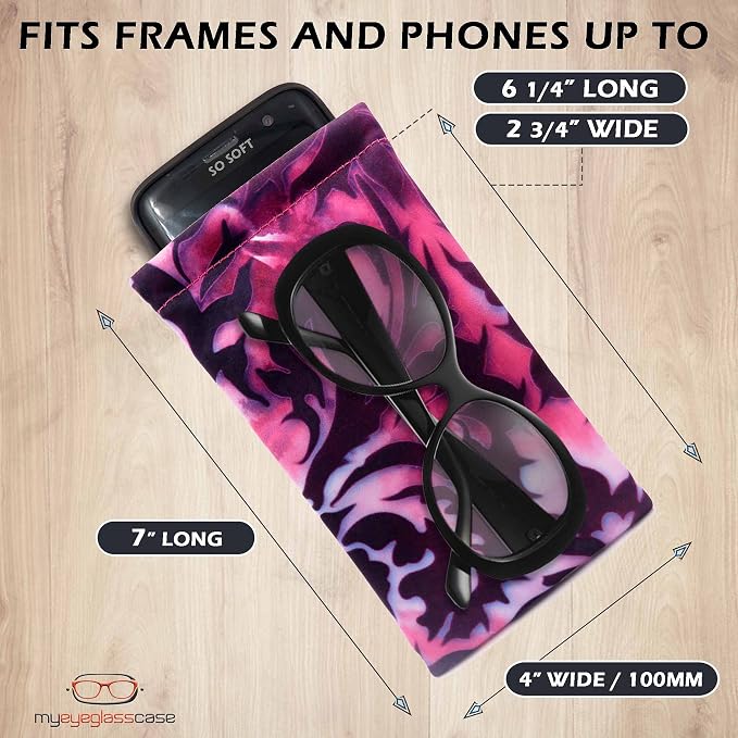 Soft Sunglasses case | Large Glasses Case Holder - Eyeglass Pouch Squeeze Top | Glasses pouch Lightweight Extra Layers