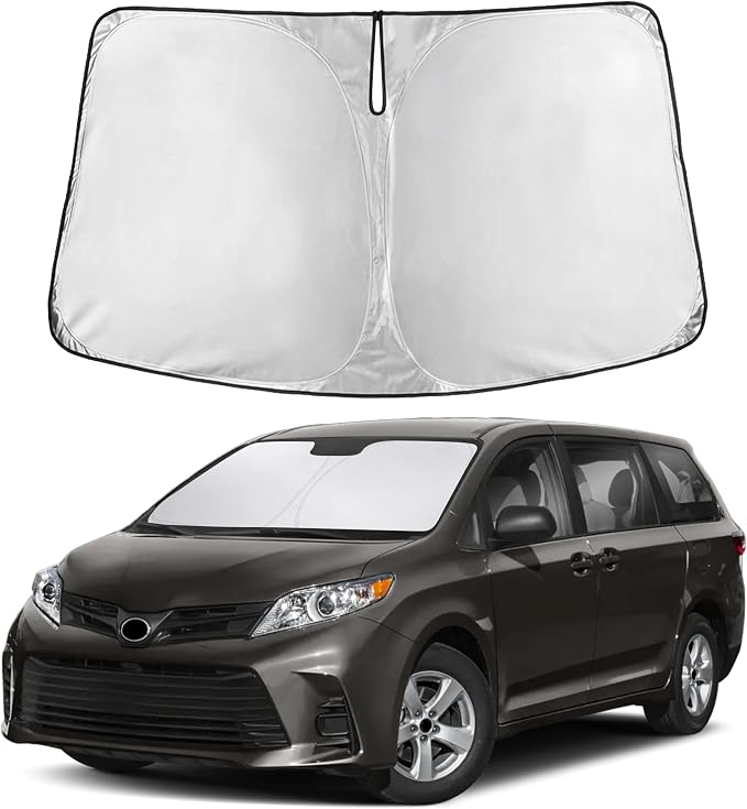 Autovir Windshield Sun Shade Fit for 2011-2018 2019 2020 Toyota Sienna Sunshade, Front Car Window Shades Sun Visor, Blocks UV Rays & Heat, Car Accessories