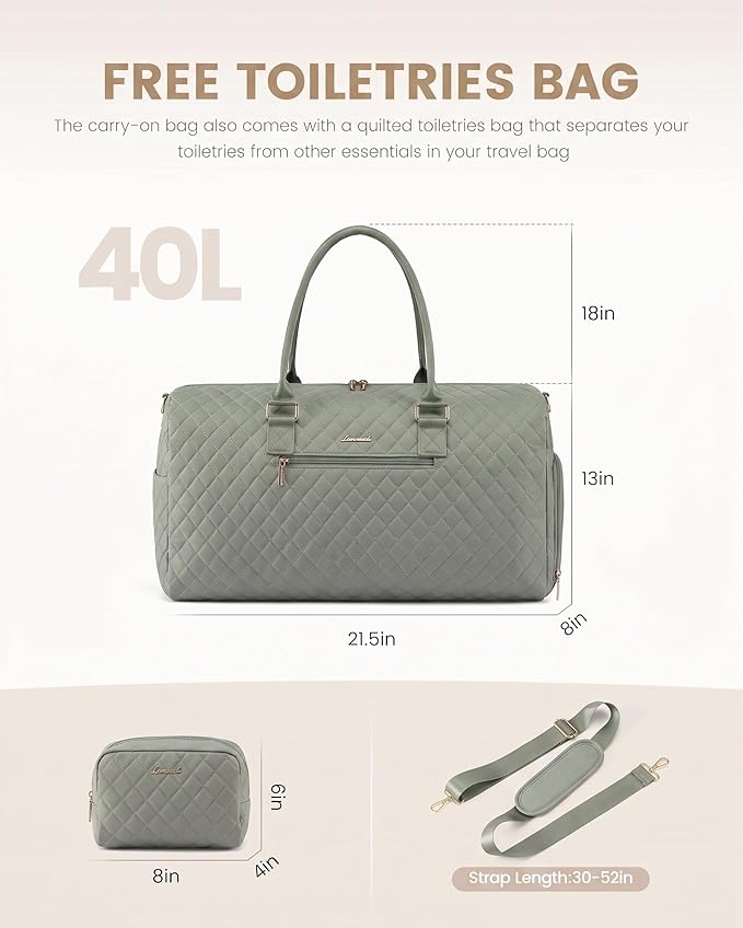 LOVEVOOK Travel Duffle Bag, Weekender Bag for Women with Toiletry Bag, Carry on Overnight Bag with Shoe Compartment, Gym Duffel Bag with Wet Pocket, Mommy Hospital Bags for Labor and Delivery