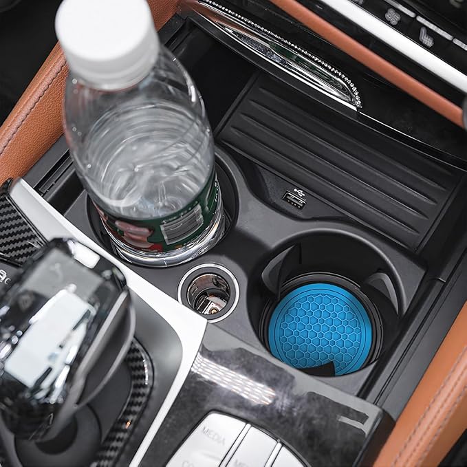 Mandark 2PCS Car Cup Holder Coasters, 2.75 Inch Non-Slip Insert Water Bottle Holder Pads, Dustproof Automotive Interior Accessories Mat, Universal for Vehicles, Trucks, RVs and More(Light Blue)