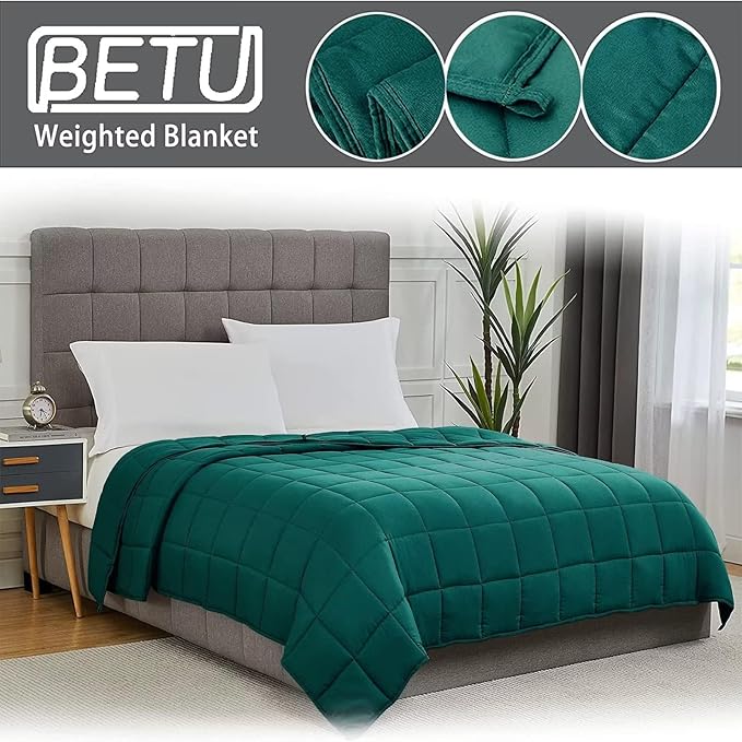 Green Weighted Blanket for Adults 20lbs, 88"x104", King Size Cooling Heavy Throw Blanket for 180-220lbs, Microfiber Soft Thick Big Blankets Weighted Comforter Gifts for Sleeping