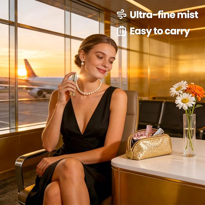 Travel Perfume Bottle Refillable 3PCS, Leak-Proof TSA Perfume Travel Bottle, Luxury Refillable Perfume Atomizer Portable Perfume Sprayer for Women & Men