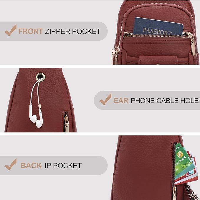 GAEKEAO Sling Bag Crossbody Bags for Women Vegan Leather Fanny Pack Chest Travel Anti Theft Purse Shoulder Bag handbags Gifts