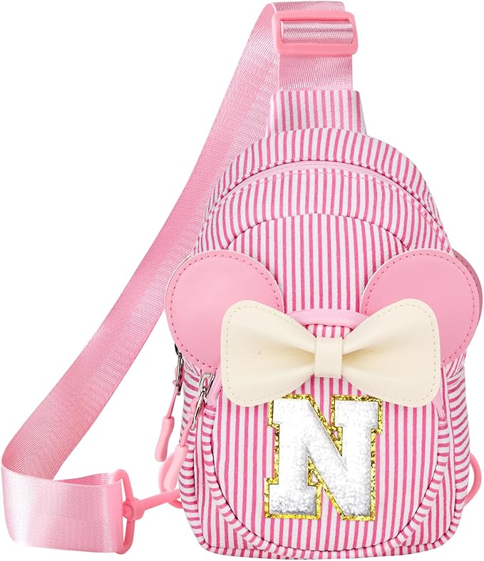 Girl's Initial Crossbody Sling Bag, Small Toddler Fanny Pack For Girl Kid, Girls Purses For Birthday Gifts For 3 4 5 6 7 8 Years Old