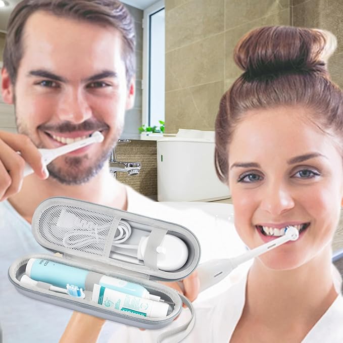 Toothbrush Travel Case for Oral B/Oral-B Pro 1000 1500 5000 7000 & Philips Sonicare 4100 1100 5300 5100 6100/iO Electric Toothbrush, Hard Protective Storage Bag (Silver-2)