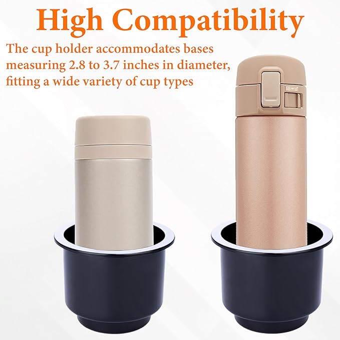 2PCS Cup Holder Insert, Plastic Cupholder Insert for Car, Universal Drop In Cup Holder, Car Seat Cups Holders Replacement for Sofa Boat Rv Couch Golf Cart Truck Poker Table, for 2.8" to 3.7" Cups Base