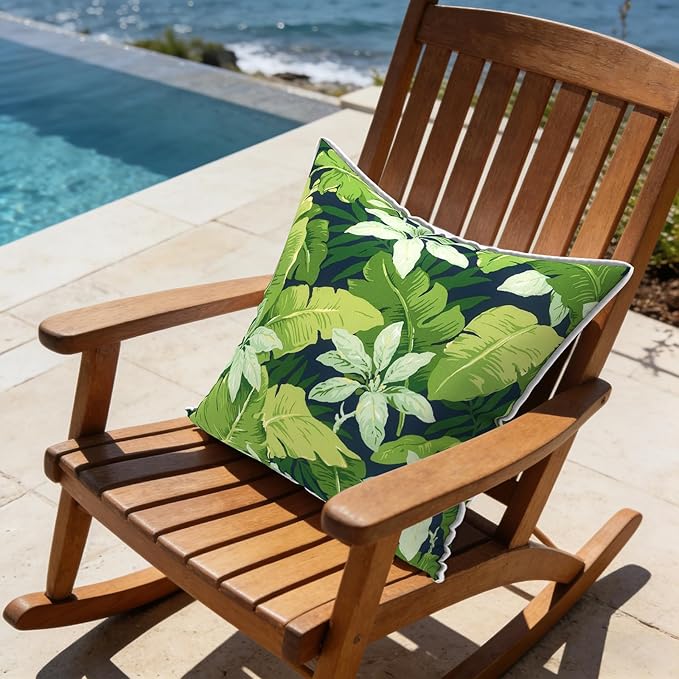LVTXIII Outdoor Throw Pillows Set of 2, Patio Waterproof Pillows Fade Resistant Accent Pillows for Home and Garden Furniture Decoration, 16"x16", Jungle Leaves