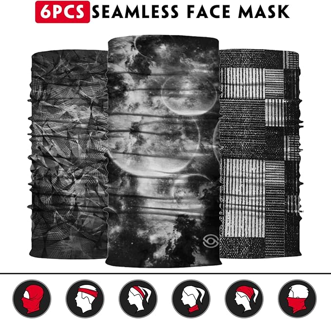 Neck Gaiter for Men Women Headwear Bandana Head Wrap Face Scarf Mask Cover Warmer Balaclava-Seamless & Versatile