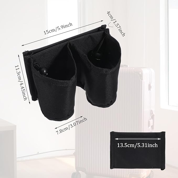 Oruola Luggage Cup Holder,Oxford Cloth Cup Holder for Luggage, Portable and Adjustable Luggages Drink Holders, Suitable for Luggages Handle, Travel Accessories,Black