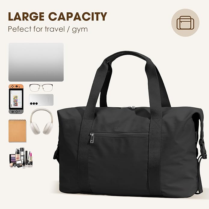 Women's Weekender bag Travel Duffel Bag with Shoe Compartment 21-inch Airline-Approved Carry-On, 2-Piece Overnight Bag Set Personal Item Luggage