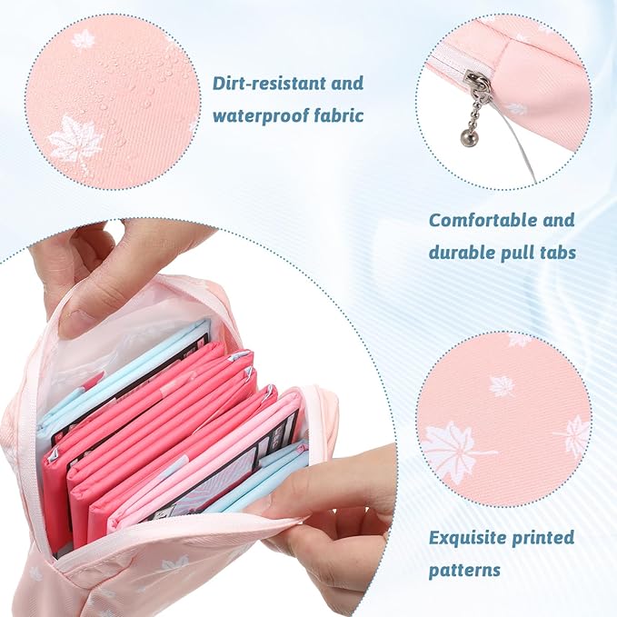 3 Pack Reusable Sanitary Napkin Storage Bags, Period Pouch for Women with Hanging Rope, Portable Travel Organizer for Purse Office Daily Use, Compact Menstrual Pad Holder (3 Colors)