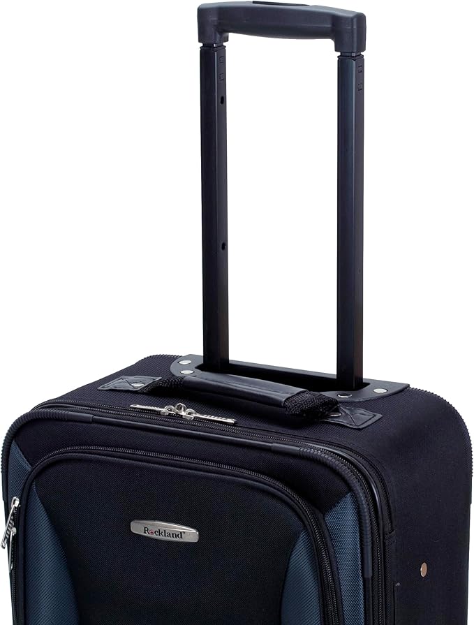 Rockland Fashion Softside 2 Piece Luggage Set, Expandable, (14" Tote/19" Upright), Black Gray