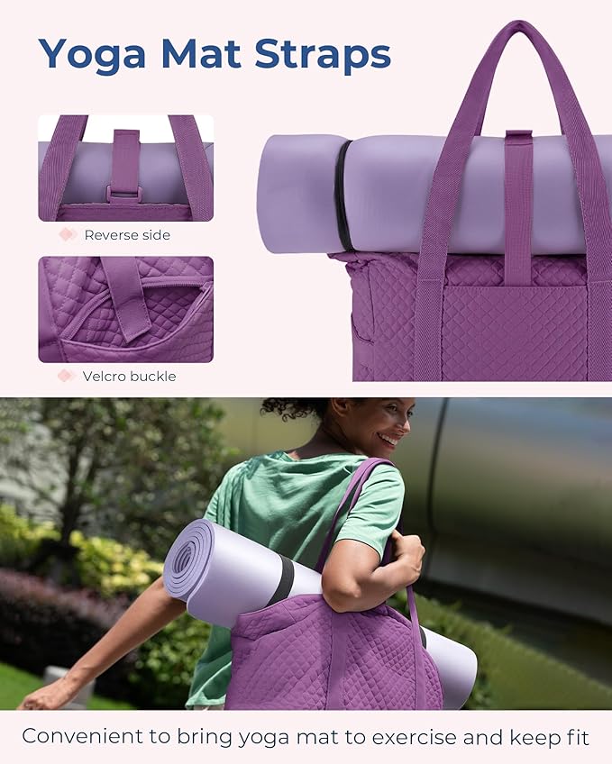 BAGSMART Crush Tote Bag for Women, 20L Puffer Work Tote with Zipper, Travel Essentials Quilted Nurse Hospital Bag