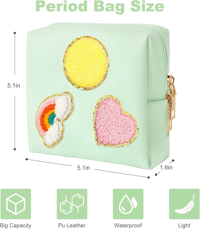 airogym Period Bag for Women, Sanitary Napkin Storage Bag, PU Leather Sanitary Pad Bags for Panty Liners, Tampons, Menstrual Cup Pouches, Sanitary Pads Organizer with Zipper