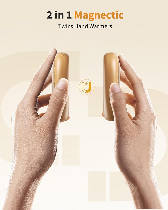 Hand Warmers Rechargeable 2 Pack, AI Temperature Control Electric Handwarmers, Stone Shape Portable Pocket Heater, Great Gift for Christmas Hunting, Golf, Camping Black