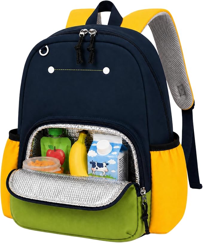 BTOOP Kids Backpack for Boys 3-6, Preschool Kindergarten Backpack with Insulated Lunch Compartment & Chest Strap, Cute Lightweight School Travel Bag Fits A4 Folder