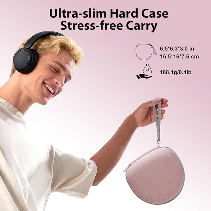 Headphone Headset Case for Beats/JLab/Lorelei X8/JBL/TOZO/BERIBES/Picun/KVIDIO Noise Cancelling Over-Ear Foldable Headphones (Pink)