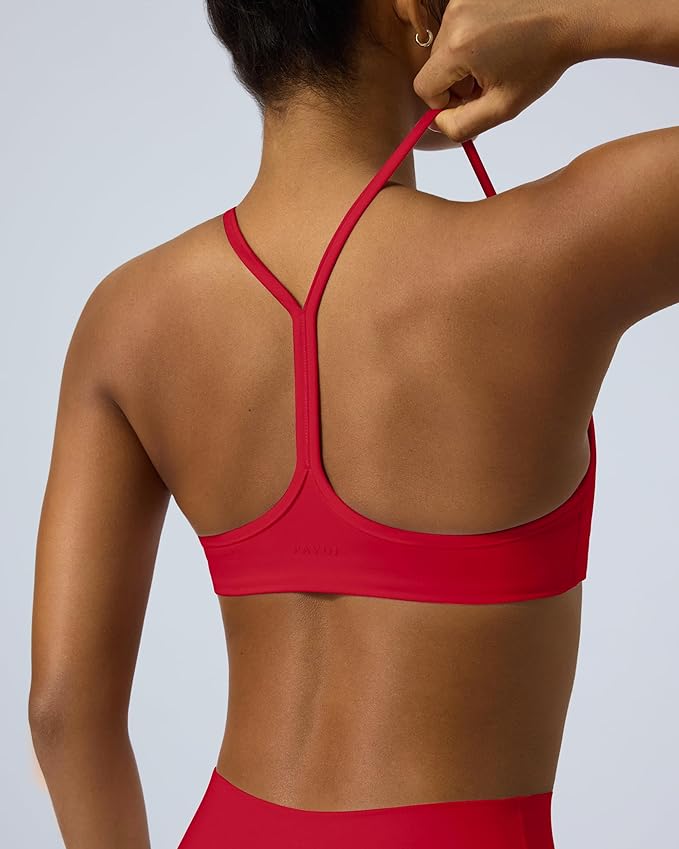 PAVOI ACTIVE Yoga Racerback Bras for Women - Buttery Soft Low Support Scoop Neck Y-Back Thin Strap Sports Bra - FlexFlow