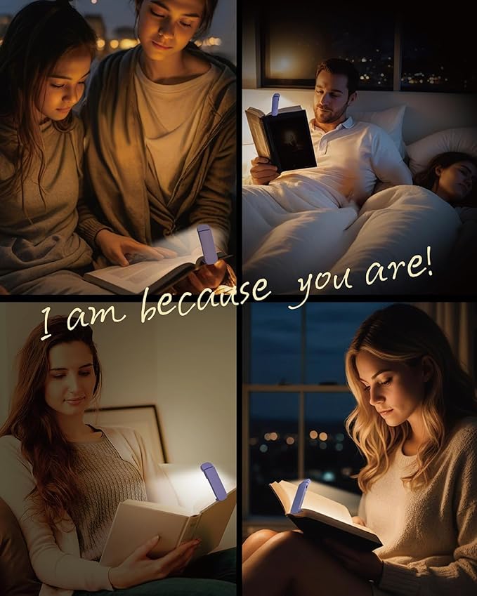 HEMONNKAM Book Reading Light, 2 Pack Rechargeable Clip on Booklight, Eye Caring 3 Color Temperatures & 5 Brightness Levels, Night Use for Bed, Long Lasting, Reading at Night in Bed, Purple+Pink