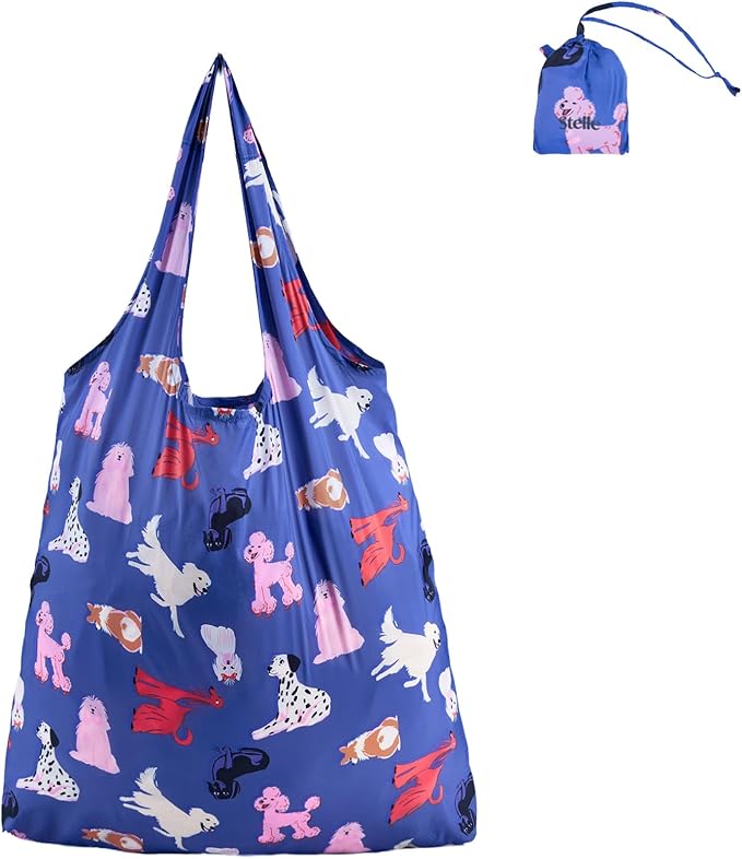 Stelle Lightweight Reusable Grocery Bag with Handles Ripstop Nylon Foldable Tote Shopping Bags for Travel and Groceries