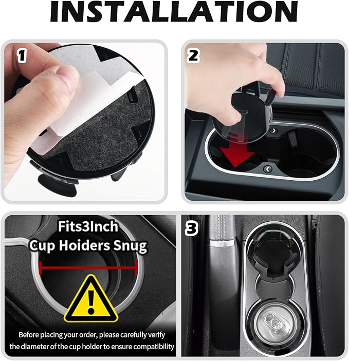 2PCS Car Cup Holder Insert,2026 Upgraded Cupholder Insert for Car with Adaptive Clamping Arm,Essential Self-Adhesive Automotive Cups Holders for Fixing Water Cups and Drinks