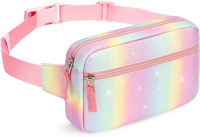 Fanny Pack Birthday Graduation Gifts for 7 8 9 10 11 12 13 Year Old Teen Girls Her Kids, Preppy Cute Trendy Stuff Colorblock Crossbody Bag Adjustable Belt Bags for Travel Essentials