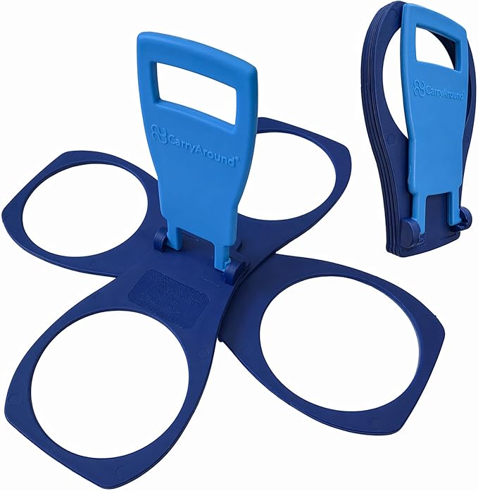CarryAround Fold Away Cup Carrier/Caddy [Made in UK] [Blues] Take-Out Coffee Soft Drink Pint Beer Beverage Holder, Sturdy Reusable Pocket Size, Festival Sports Gigs Easy Safe - hot Drinks, 2,3,4 Cups