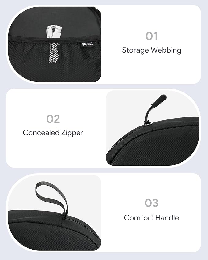 Headphone Case Soft for JBL Tune 510BT/520BT/500BT/720BT/Sony WH-CH520/510/720/710/SoundCore Q30/20/BERIBES/TOZO/KVIDIO/Bose, Ultra-Thin Headphones Case Bag Travel Carrying Universal (Black)