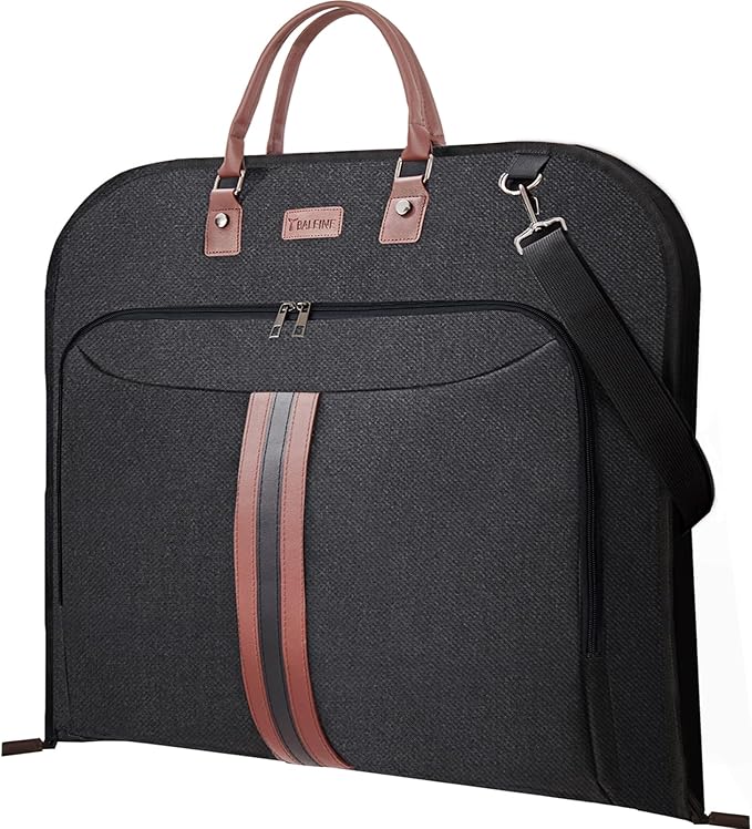 BALEINE Travel Garment Bag, Travel Suit Bag for Men, Water Resistant Carry on Garment Bag for Hanging Clothes, Garment Duffel Bag for Travel Business (Black)