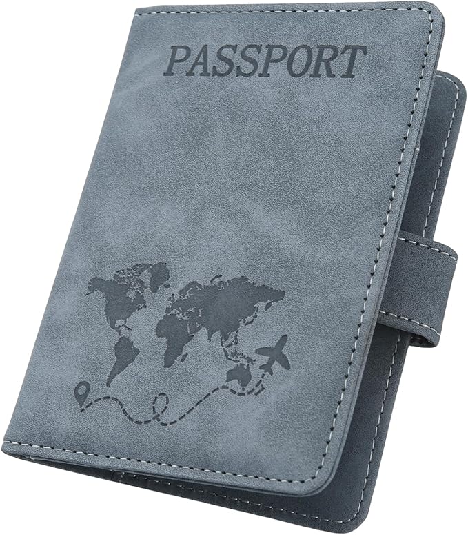 ILIYAH-Passport Cover-Passport Holder Travel Wallet-RFID Blocking Passport Case Travel Accessories Card Holder Wallet Unisex Travel Gifts (Grey MG)
