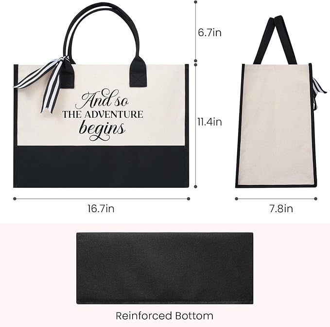 BAGAIL Initial Tote Bag, Personalized Birthday Gifts for Women, Teacher, Friends, Mom, Wedding, Monogrammed Beach Bag