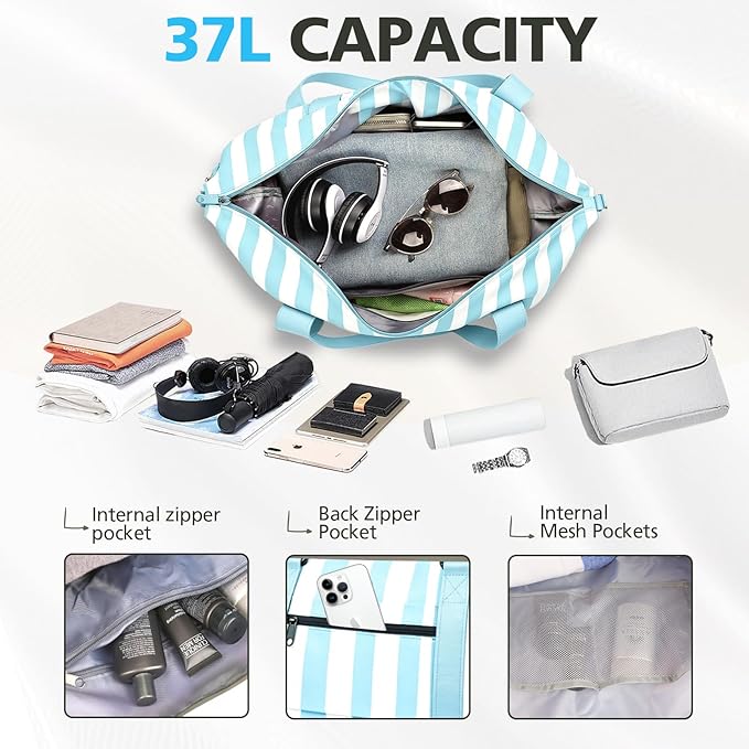 TOPBAG Travel Duffle Bag, Waterproof Weekender Carry On Tote Bags for Women, Sport Gym Bag for Men, Hospital Bag for Labor and Delivery, Overnight Luggage Bag with Trolley Sleeve