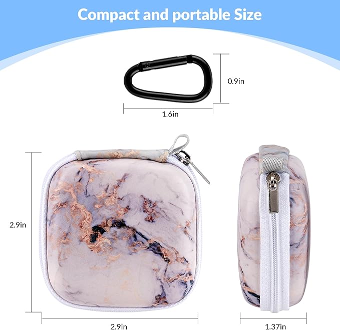 Earbud Case, Personalised Patterned Portable EVA Headphone case Cell Phone Accessories Organizer with Carabiner for Wired/Wireless Earphone, Earbud, Earpieces, SD Memory Card, Camera Chips