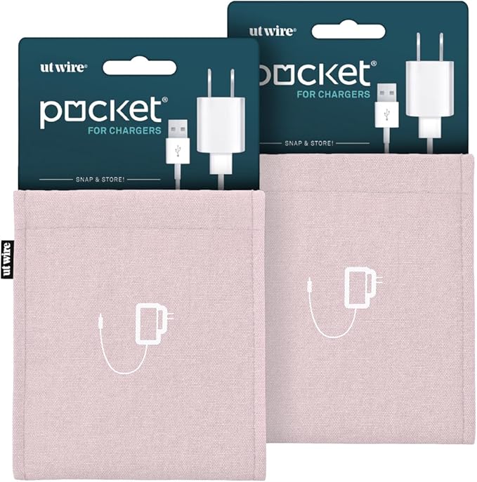 UT Wire Pocket Mobile Charger Case Pouch (Pale Pink, Charger Case | 2 Pack)