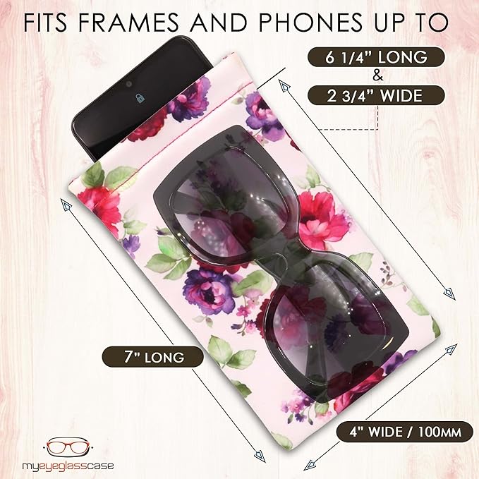 Soft Sunglasses case | Large Glasses Case Holder - Eyeglass Pouch Squeeze Top | Glasses pouch Lightweight Extra Layers