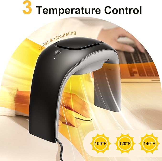 Desk Mouse Pad Hand Warmer Super Quiet, 110v 100w Heated Mouse Pad Hand Warmer, Personal Desk Heater Energy Efficient Ceramic Office with Thermostat Low Wattage - Black