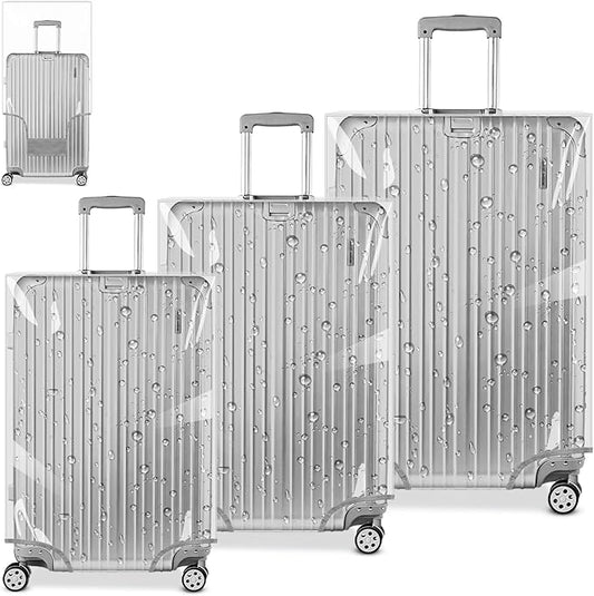 Yotako 3 Pieces Clear PVC Suitcase Cover Tough Protector, 20" 24" 28" Luggage Covers for Wheeled Suitcase