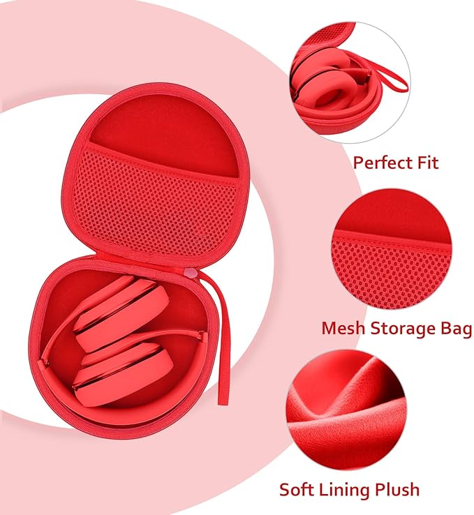 Headphone Headset Case for Beats/JBL/JLab/TOZO/BERIBES/Picun/KVIDIO Noise Cancelling Over-Ear Foldable Headphone (Red)