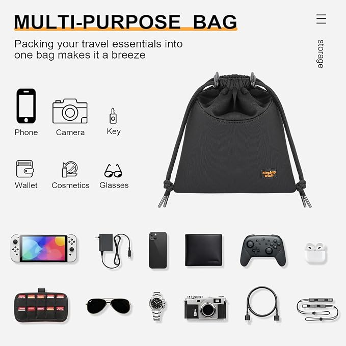 Lightweight Headphone Storage Bag, Portable Headset Carrying Pouch Headphone Case Bag Soft Travel Pouch for Over-Ear Headphones/Gaming Headsets/Neckband Earbuds (Small Black)